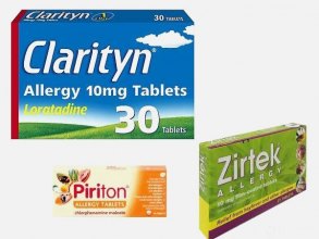 Allergy medication Clarityn, Zirtec and Piriton